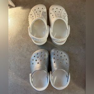 Toddler Crocs Size 6, Sparkle Silver and White